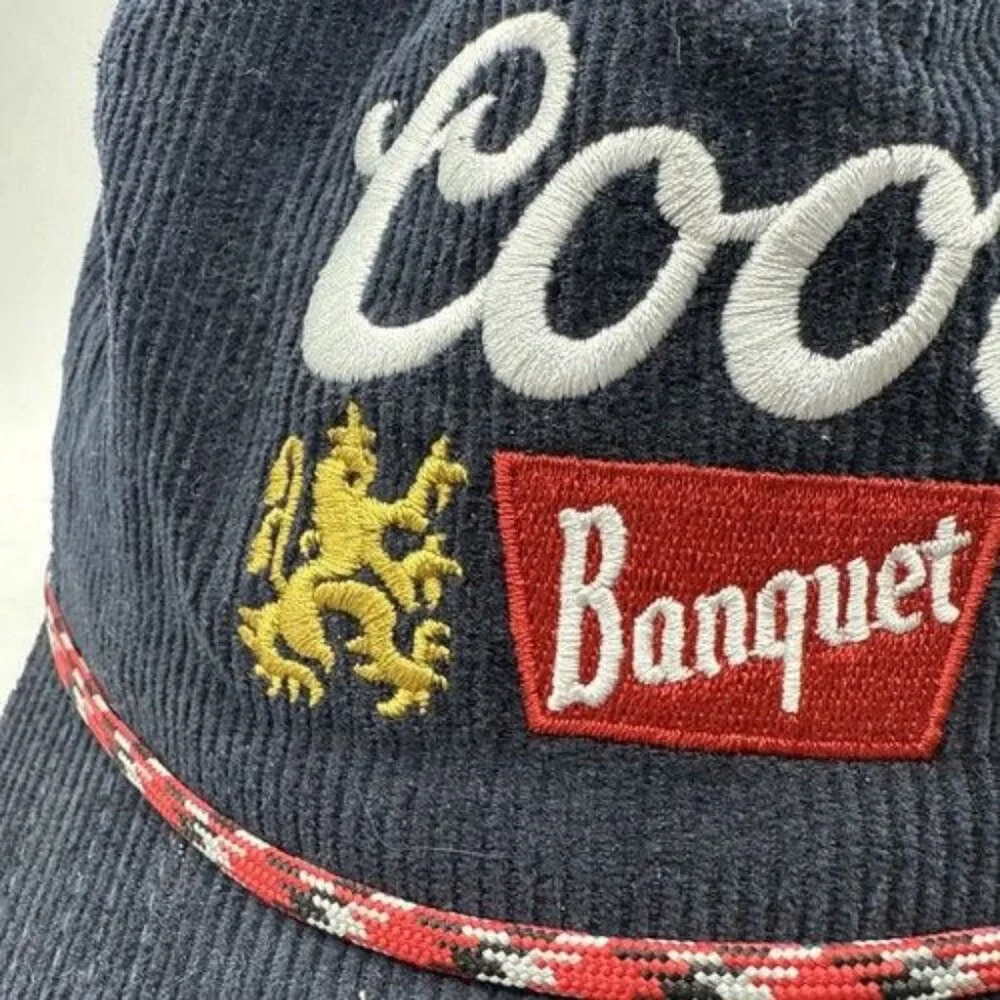 Coors Beer Corduroy Snapback Hat Cap Navy Blue Adjustable Banquet Braided New